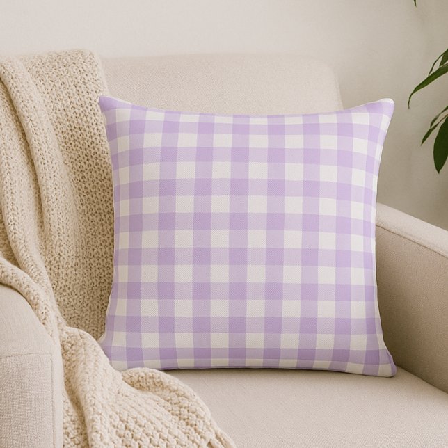 Cojín decorativo ligero morado de lavanda Gingham  (Subido por el creador)