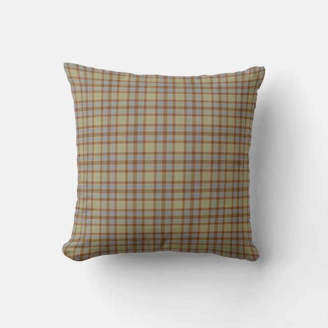Cojín Decorativo Light Green Blue Brown Plaid Tartan (Anverso)