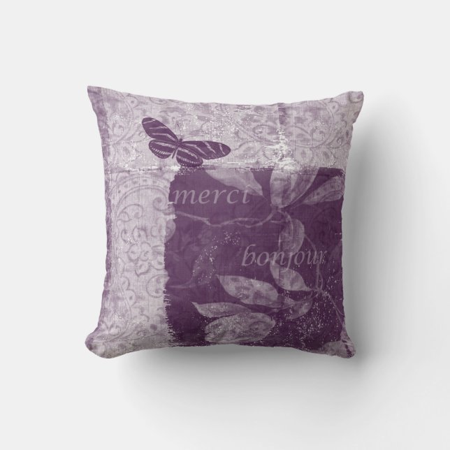 Cojín Decorativo Lila francesa inspirada (Anverso)