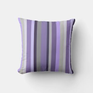 Cojín Decorativo Lila Gris Lavanda Rayado Vertical