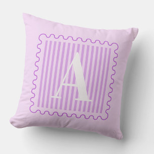 Cojín Decorativo Lila Púrpura Monograma Preppy Escalonado