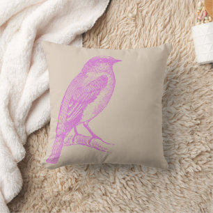Cojín decorativo Lilac Bird Ilustracion Tan