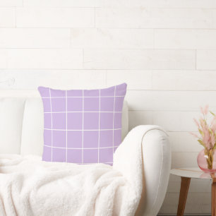 Cojín Decorativo Lilac de la rejilla y blanco