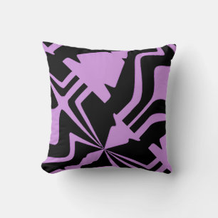 Cojín Decorativo Lilac Diagonal Negro Resumen Patrón de ondas sonor