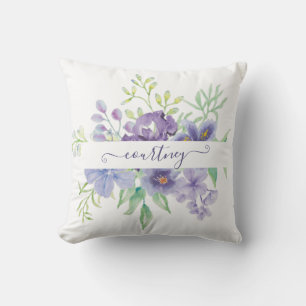 Cojín Decorativo Lilac floral personalizada acuarela