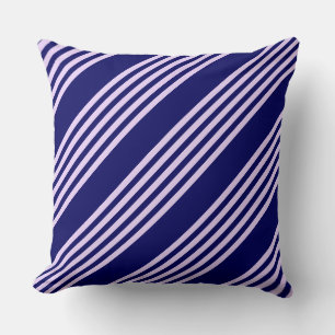 Cojín Decorativo Lilac púrpura y azul marino cinco rayas patrón