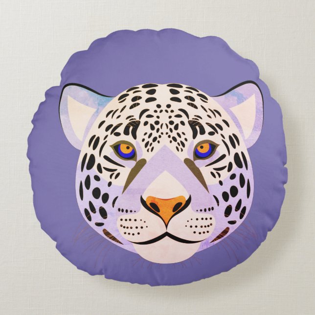 Cojín decorativo Lilac y Naranja Leopard Head (Anverso)