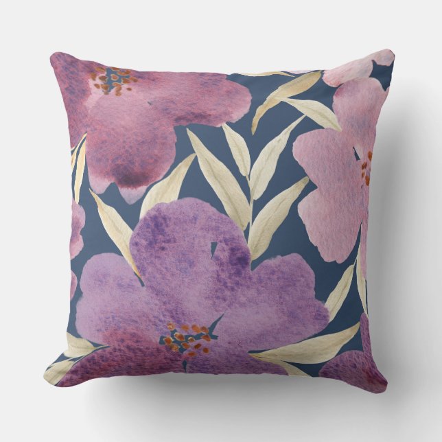 Cojín Decorativo Lilacs sobre acuarela (Anverso)