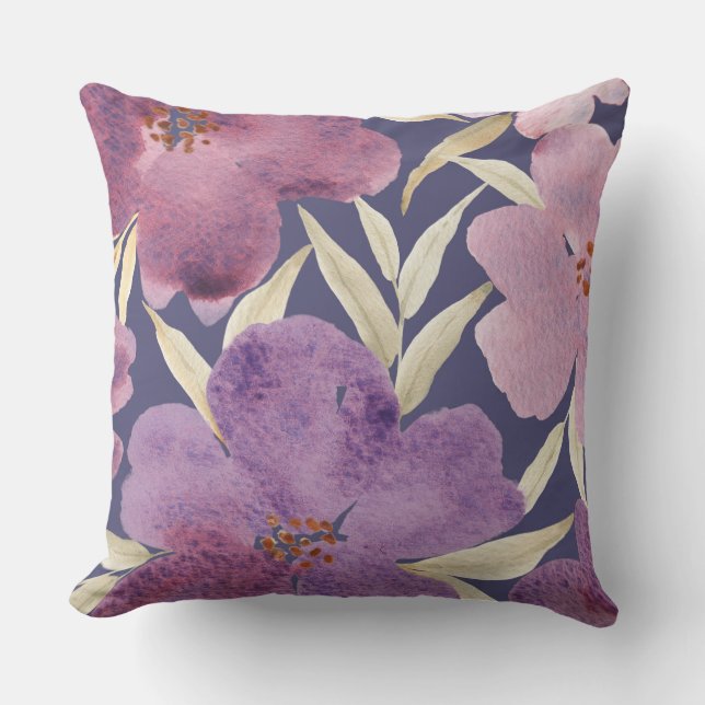 Cojín Decorativo Lilacs sobre acuarela (Anverso)