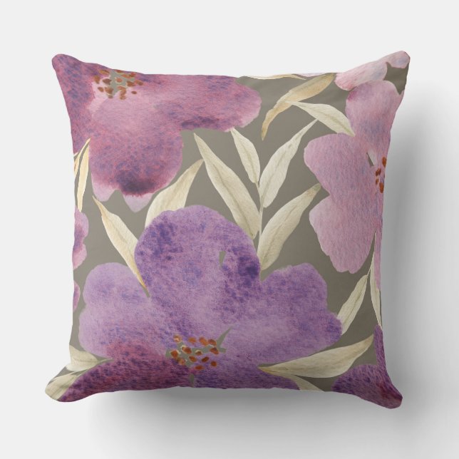 Cojín Decorativo Lilacs sobre acuarela (Anverso)