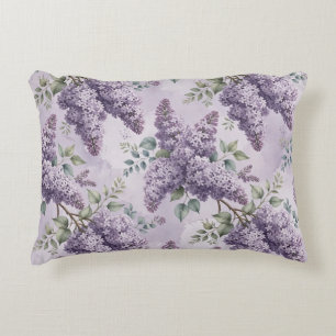 Cojín Decorativo Lilas Flores de Lila Verde Salvia Lavanda Polvorie