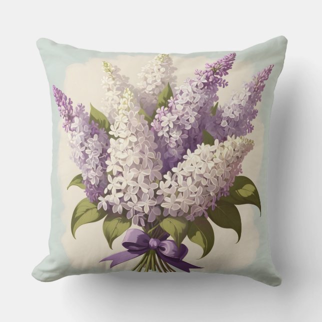 Cojín Decorativo Lilas hermosas de primavera (Anverso)