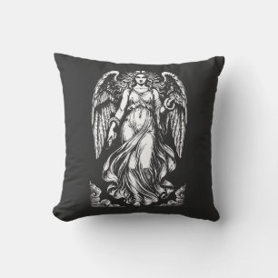 Cojín Decorativo Lilith ángel caído con túnicas fluidas y serpiente