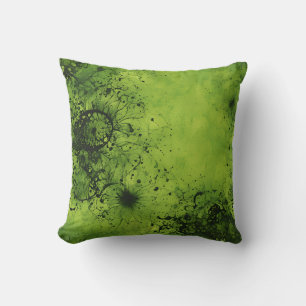 Cojín Decorativo Lima Verde Grunge con Acentos Negros