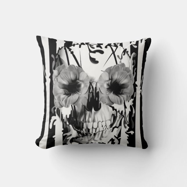 Cojín Decorativo Limbo, cráneo con los ojos de la amapola (Anverso)