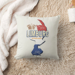 Cojín Decorativo Limburgo Países Bajos Map Dutch Vintage Souvenir