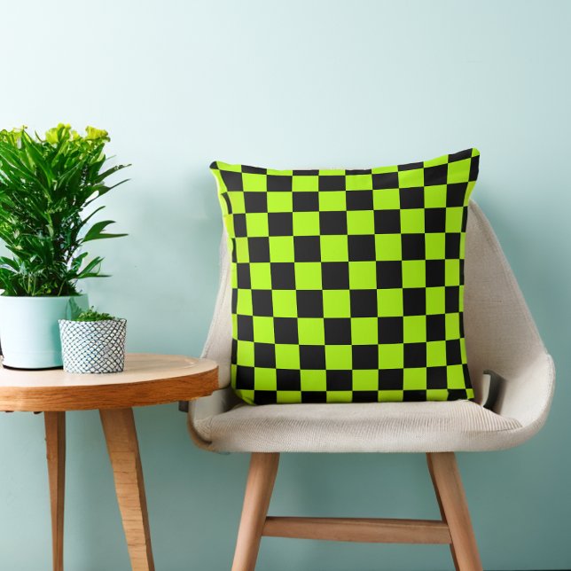 Cojín Decorativo Lime Green 80 Black Checkered (Subido por el creador)