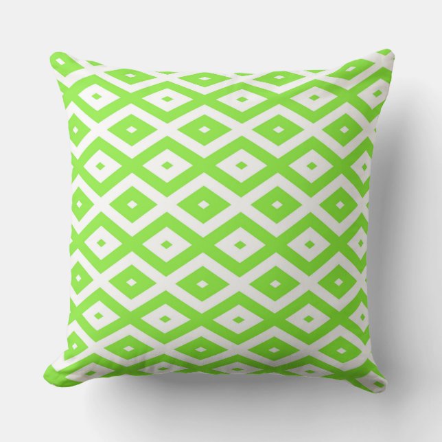 Cojín Decorativo Lime green and white diamond pattern (Anverso)