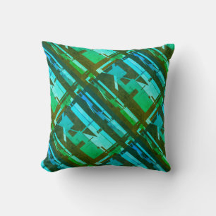 Cojín Decorativo Lime Green Aqua Brown Diagonal Southwest Look