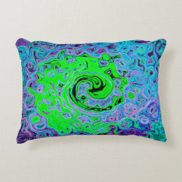 Cojín Decorativo Lime Green Groovy Resumen Retro Liquid Swirl