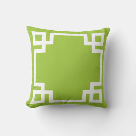 Cojín Decorativo Lime Green White Greek Key
