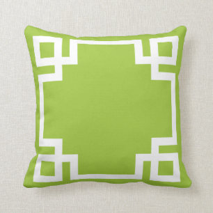 Cojín Decorativo Lime Green White Greek Key