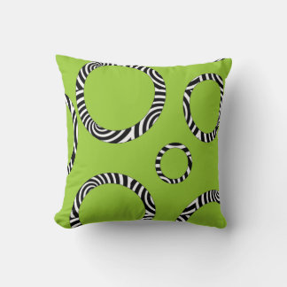 Cojín Decorativo Lime Jumbo, Negro, Círculos a rayas blancas Pillow