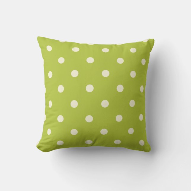 Cojín Decorativo Lime verde con polkadots cremosos (Anverso)