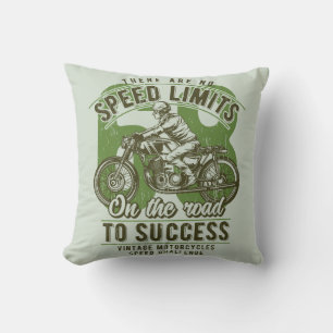 Cojín Decorativo Límites de velocidad motocicleta vintage con probl