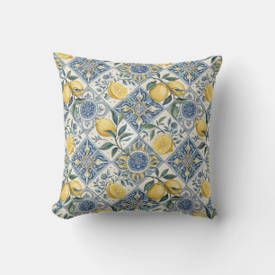 Cojín Decorativo Limón Acuarela Azul