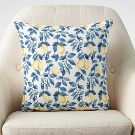 Cojín Decorativo Limón Acuarela Azul