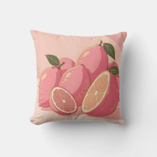 Cojín Decorativo Limón Rosa Moderno Femenino Cítrico