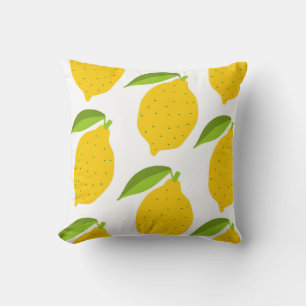Cojín Decorativo Limones amarillos, patrón artístico sin costura.