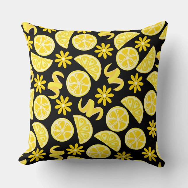 Cojín Decorativo limones cítricos verano limonada chef amarillo neg (Anverso)
