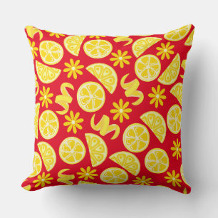 Cojín Decorativo limones cítricos verano limonada chef lindo rojo