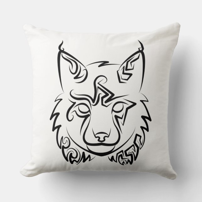Cojín Decorativo Linces tribales negros y blancos (Anverso)