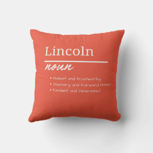 Cojín Decorativo Lincoln, Definición de Nombre Personalizado para N