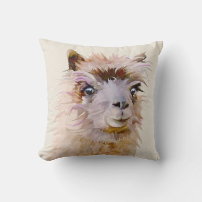 Cojín Decorativo Linda alpaca morada (Anverso)
