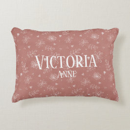 Cojín Decorativo Linda Casa de Campo Floral Rosa y Blanca