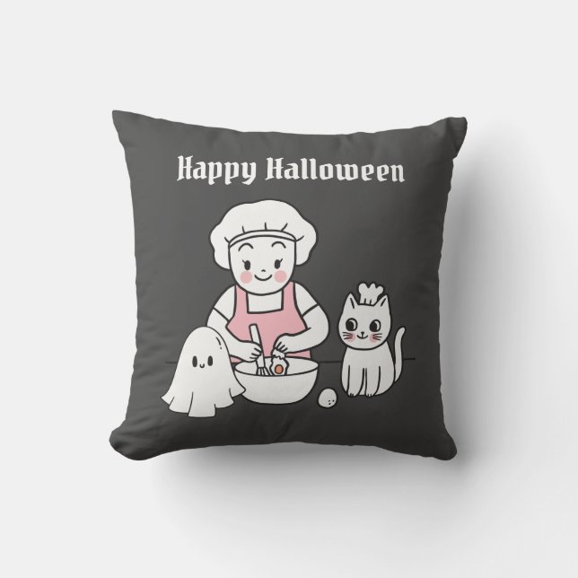 Cojín Decorativo linda cocina de halloween (Anverso)