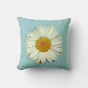 Cojín Decorativo Linda Flor de Margarita en Azul Claro