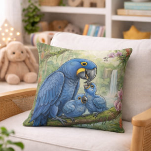 Cojín Decorativo Linda Mamá Guacamayo y Polluelos Animales de la Ju