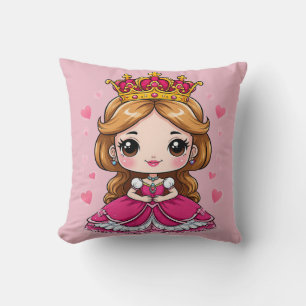 Cojín Decorativo Linda princesa de dibujos animados con vestido ros
