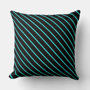 Cojín Decorativo Lindas rayas negras de aqua