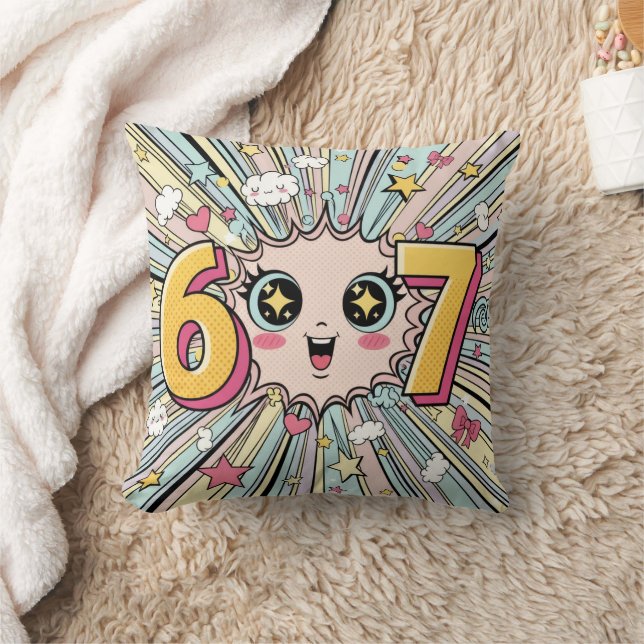 Cojín Decorativo Lindo 6 7 Brainrot Chibi Anime (Manta)