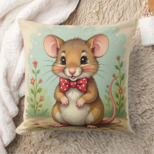 Cojín Decorativo Lindo adorable ratoncito con corbata