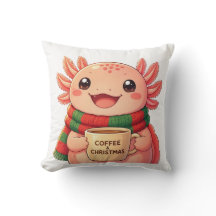 Lindo Ajolote Bebiendo Café Acento De Navidad