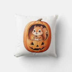 Cojín Decorativo Lindo ardilla dentro de la calabaza de Halloween J