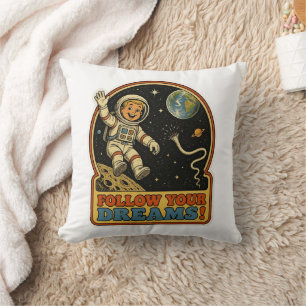 Cojín Decorativo Lindo Astronauta Retro Sigue Tus Sueños Espacio Me