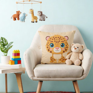 Cojín Decorativo Lindo bebé leopardo safari animal niños